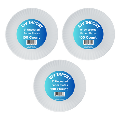 EJY IMPORT Uncoated White Paper Plates